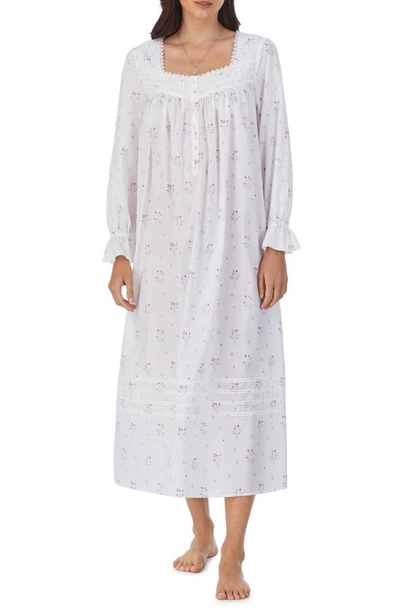 Eileen West Ballet Floral Long Sleeve Nightgown In Rosebud Print