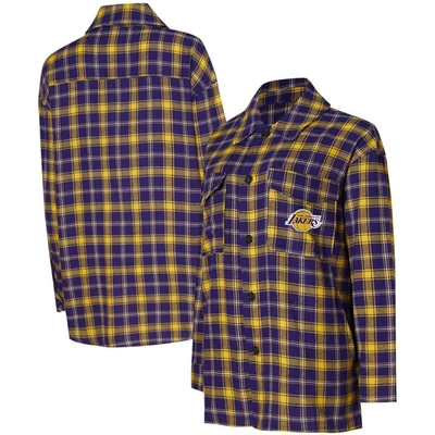 College Concepts Purple/gold Los Angeles Lakers Boyfriend Button-up Nightshirt