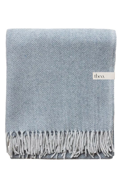 Tbco Recycled Wool Blend Blanket In Charcoal Herringbone