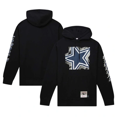 Mitchell & Ness Men's  Black Dallas Cowboys Gridiron Classics Big Face 7.0 Pullover Hoodie