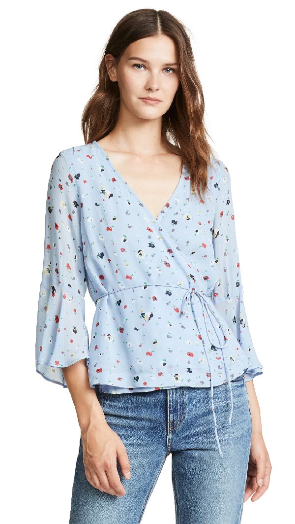 ganni georgette wrap top