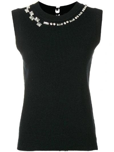 Marc Jacobs Crystalized Crewneck Wool-cashmere Shell In Nero