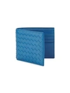 Bottega Veneta Leather Woven Wallet In Blue