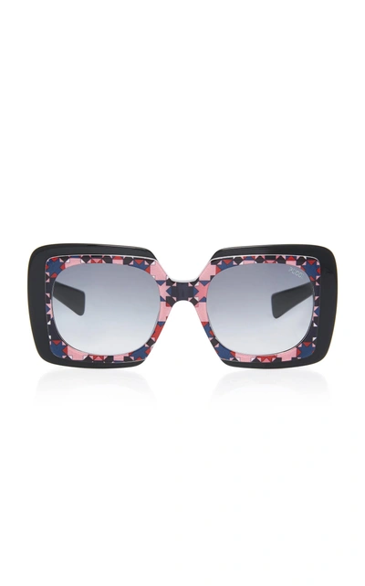 Emilio Pucci Sunglasses Geometric Square-frame Acetate Sunglasses In Black