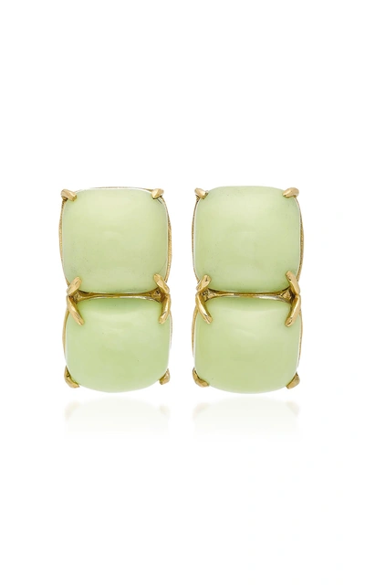 Sorab & Roshi 18k Gold Crysophase Clip Earrings In Green