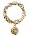 Rj Graziano Chain & Pave Ball Stretch Bracelet In Gold/multi