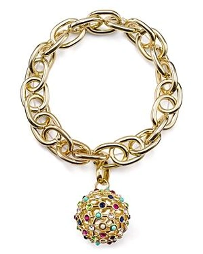 Rj Graziano Chain & Pave Ball Stretch Bracelet In Gold/multi