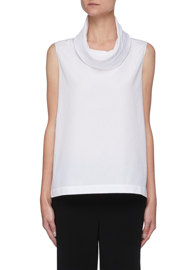 The Row Galya Cowl-neck Cotton-poplin Top In White