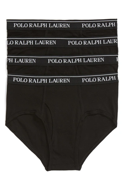 Polo Ralph Lauren 4-pack Low Rise Cotton Briefs In Black