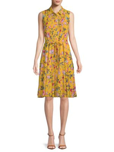 Nanette Lepore Floral Flare Shirtdress In Yellow Multi