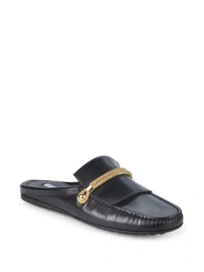 John Galliano Leather Backless Loafers In Black