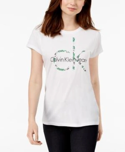 Calvin Klein Jeans Est.1978 Fashion Print Logo Graphic T-shirt In Standard White