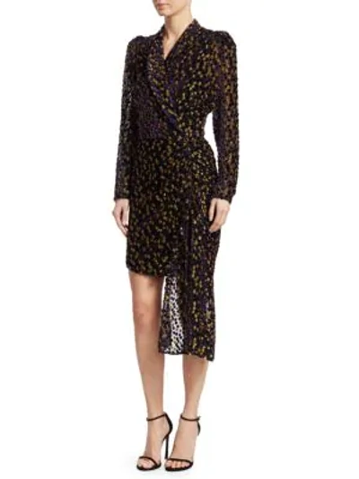 Dodo Bar Or Ava Leopard Print Mini Wrap Dress In Purple Gold
