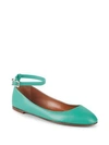 Valentino Garavani Classic Leather Ballet Flats In Seafoam