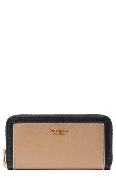 Kate Spade Morgan Colorblock Saffiano Leather Wallet In Cafe Mocha Multi