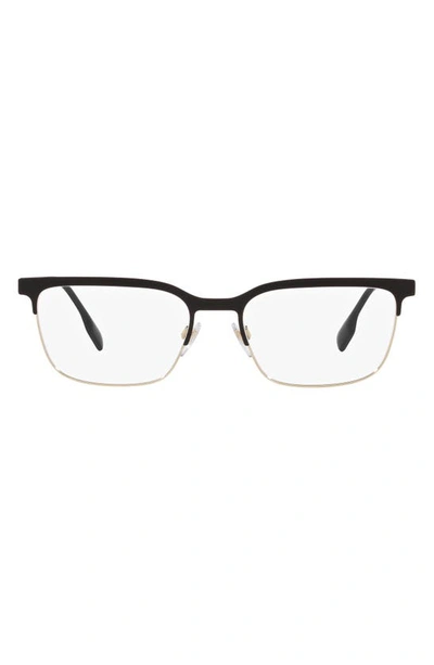 Burberry Douglas 56mm Square Optical Glasses In Shiny Black
