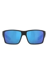 Costa Del Mar 63mm Mirrored Polarized Oversize Square Sunglasses In Matte Black