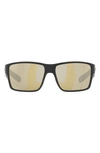 Costa Del Mar 63mm Mirrored Polarized Oversize Square Sunglasses In Black Silver