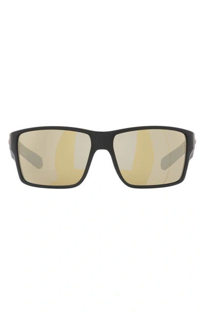 Costa Del Mar 63mm Mirrored Polarized Oversize Square Sunglasses In Black Silver