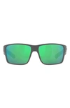 Costa Del Mar 63mm Mirrored Polarized Oversize Square Sunglasses In Matte Green