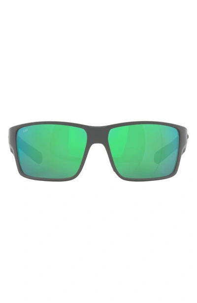 Costa Del Mar 63mm Mirrored Polarized Oversize Square Sunglasses In Matte Green