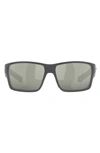 Costa Del Mar 63mm Mirrored Polarized Oversize Square Sunglasses In Matte Grey