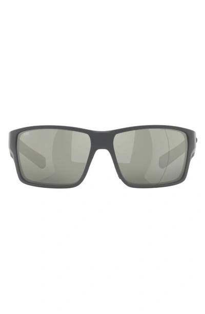 Costa Del Mar 63mm Mirrored Polarized Oversize Square Sunglasses In Matte Grey