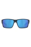 Costa Del Mar 63mm Mirrored Polarized Oversize Square Sunglasses In Blue Mirror