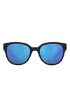 Costa Del Mar Salina 53mm Mirrored Polarized Rectangular Sunglasses In Black