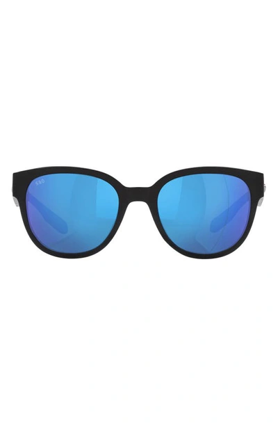 Costa Del Mar Salina 53mm Mirrored Polarized Rectangular Sunglasses In Black