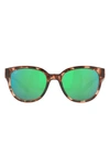 Costa Del Mar Salina 53mm Mirrored Polarized Rectangular Sunglasses In Coral