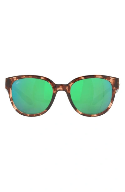 Costa Del Mar Salina 53mm Mirrored Polarized Rectangular Sunglasses In Coral