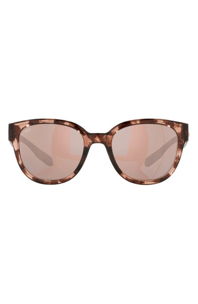 Costa Del Mar Salina 53mm Mirrored Polarized Rectangular Sunglasses In Silver Mirror