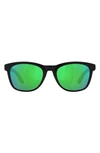 Costa Del Mar Aleta 54mm Mirrored Polarized Round Sunglasses In Black