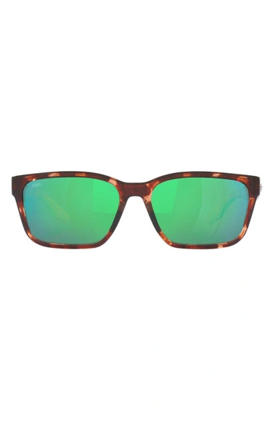 Costa Del Mar Palmas 57mm Polarized Rectangular Sunglasses In Coral