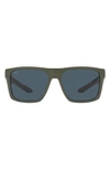 Costa Del Mar Pargo 60mm Mirrored Polarized Square Sunglasses In Gray