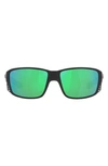 Costa Del Mar Pargo 60mm Mirrored Polarized Square Sunglasses In Black Green