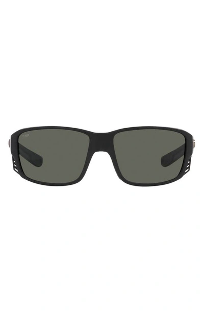 Costa Del Mar Pargo 60mm Mirrored Polarized Square Sunglasses In Matte Grey