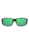 Costa Del Mar Pargo 60mm Mirrored Polarized Square Sunglasses In Matte Green