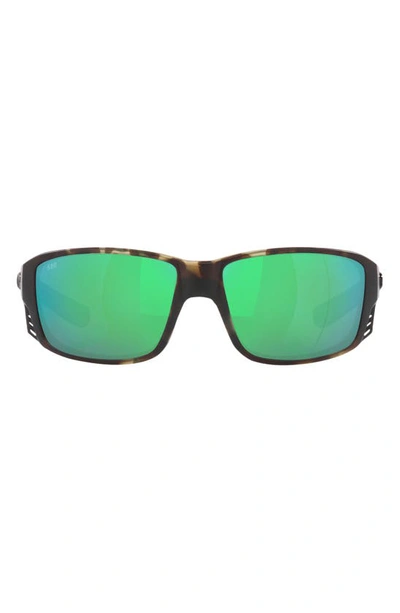 Costa Del Mar Pargo 60mm Mirrored Polarized Square Sunglasses In Matte Green