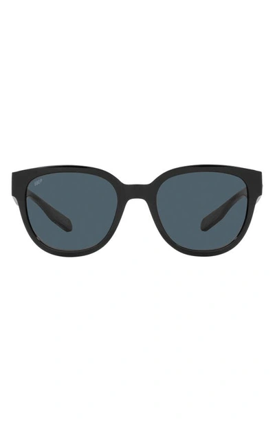 Costa Del Mar Salina 53mm Polarized Rectangular Sunglasses In Black