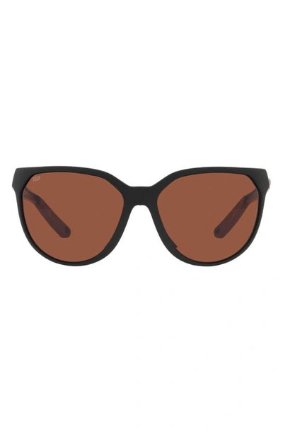 Costa Del Mar Mayfly 58mm Polarized Round Sunglasses In Matte Black