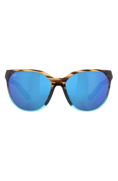 Costa Del Mar Mayfly 58mm Mirrored Polarized Round Sunglasses In Blue Mirror