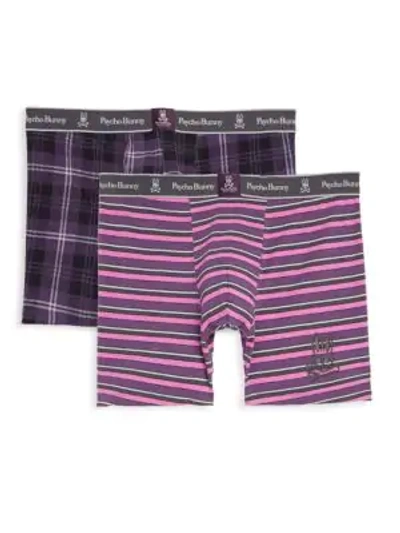 Psycho Bunny Two-pack Stretch Cotton Boxer Briefs In Blue Pink