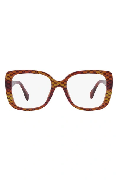 Michael Kors Perth 53mm Square Optical Glasses In Amber
