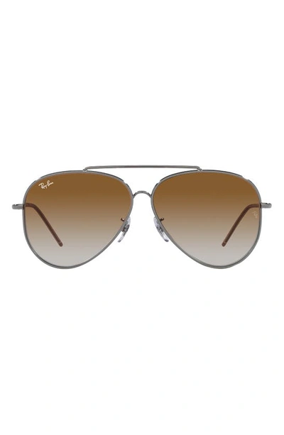 Ray Ban Reverse 59mm Gradient Aviator Sunglasses In Gunmetal