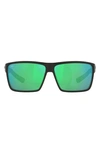 Costa Del Mar 63mm Polarized Oversize Square Sunglasses In Green Mirror