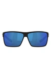 Costa Del Mar 63mm Polarized Oversize Square Sunglasses In Matte Black