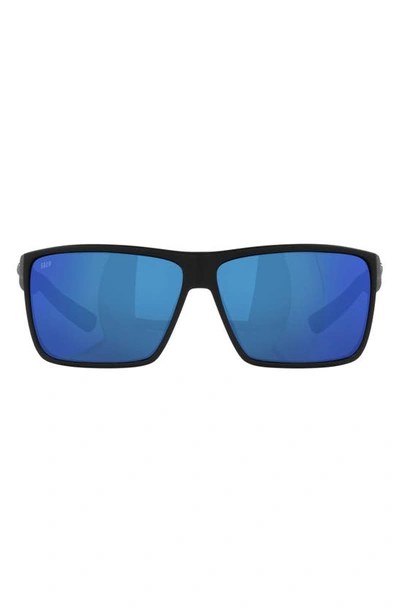 Costa Del Mar 63mm Polarized Oversize Square Sunglasses In Matte Black