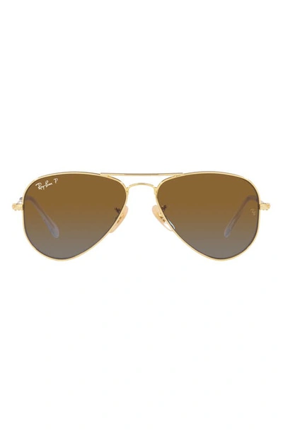 Ray Ban Kids' Junior Aviator 52mm Gradient Polarized Pilot Sunglasses In Gold Flash